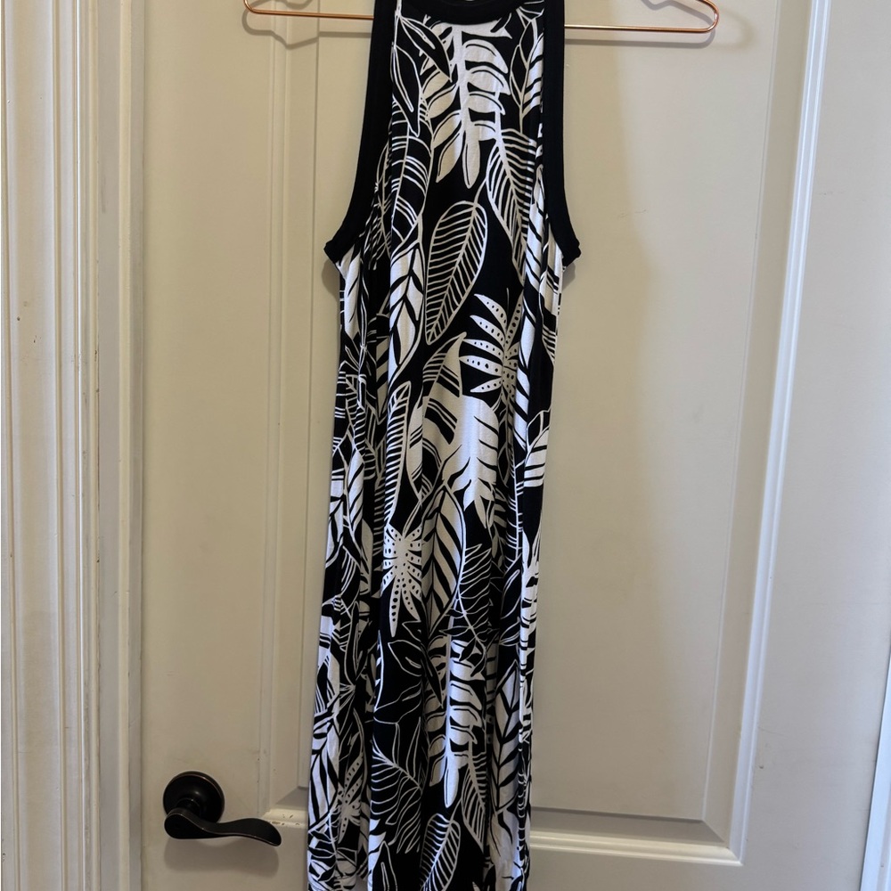 Old Navy Black and White Halter Maxi Sundress